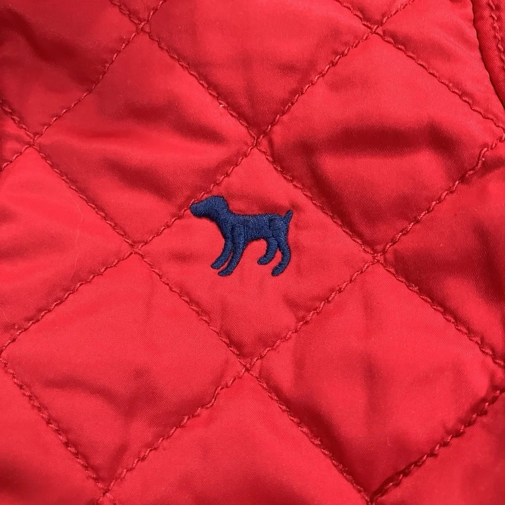 Mini Boden Toddler Red Quilted Hooded Jacket Coat Blue Trim Size 2-3Y